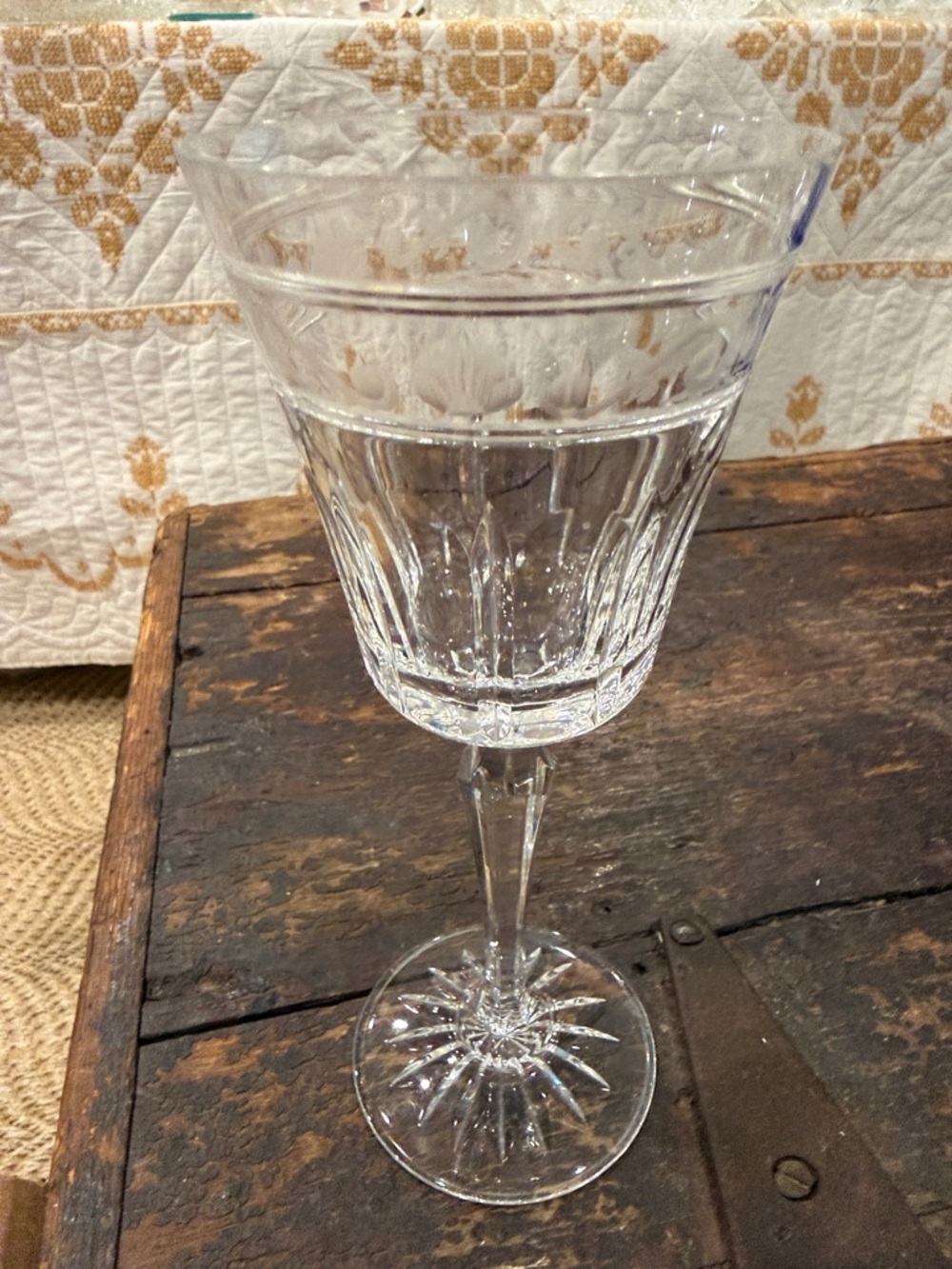 Vintage Wedgwood Monarch Cut Crystal Wine Glass - Clear